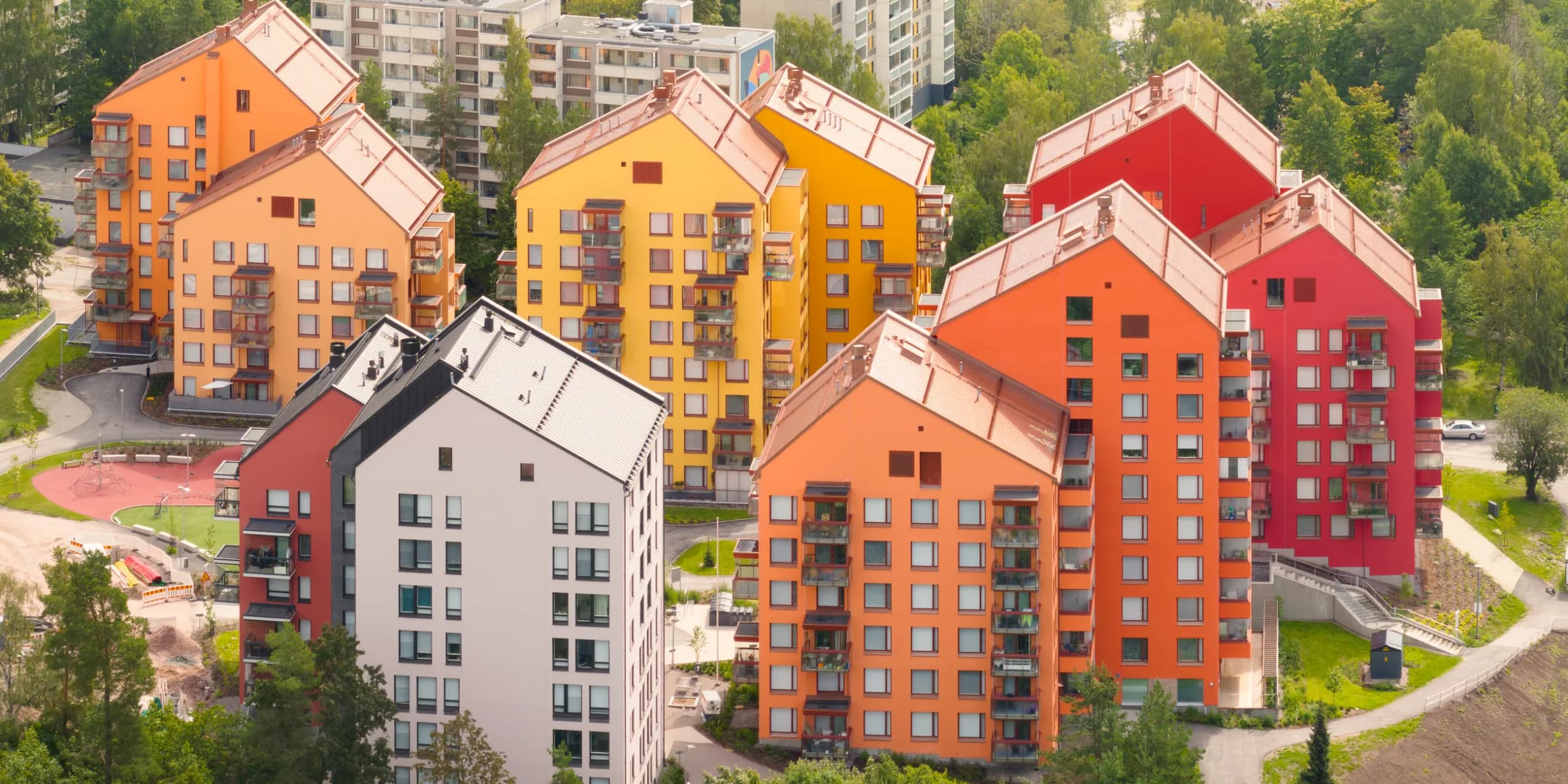 Flerbostadshus sedda från ovan